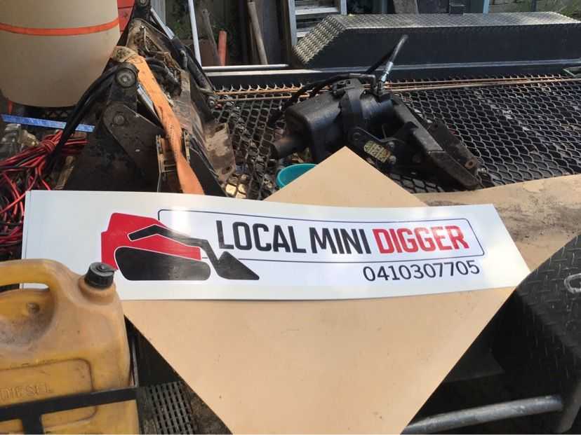 Local Mini Digger branding printed on a large sticker for use on the side of a truck